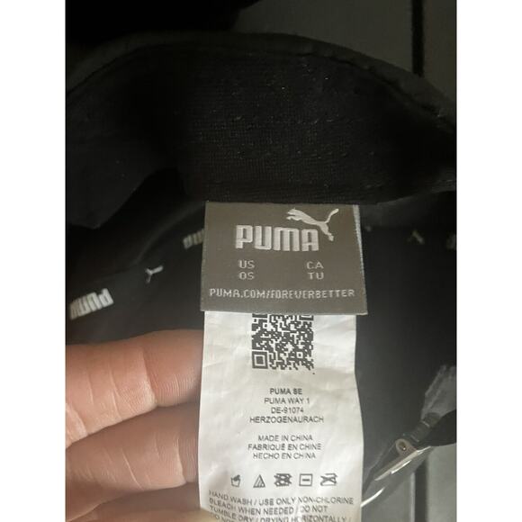 Puma Logo Moisture Wicking Running Hat Black Womens Fit chrome 3d logo - Picture 5 of 5